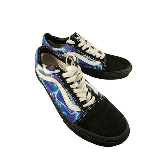 Vans Old Skool Black Blue Lightning Low Top Sneakers Men's 7 / Women's 8.5 - Picture 3 of 13